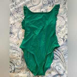 Aerie emerald green ruffle sleeve swimsuit